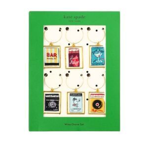Kate Spade New York Mixed Novelty Wine Charms Set of 6 Purse Matchbook NWT